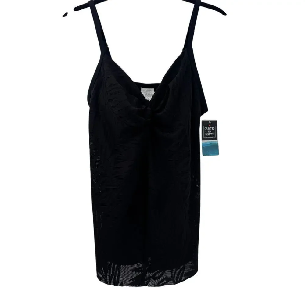 Swim Solutions Women's Knotted Flyaway Tankini Top in the Shade Black SZ 14 NWT - Picture 6 of 12